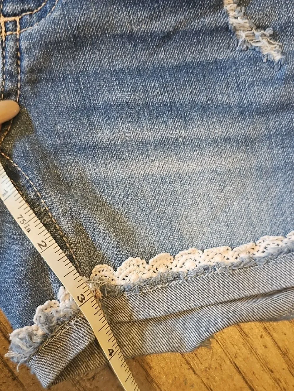 Girls' Denim Lace Trim Shorts Size 5 Hippie Girl